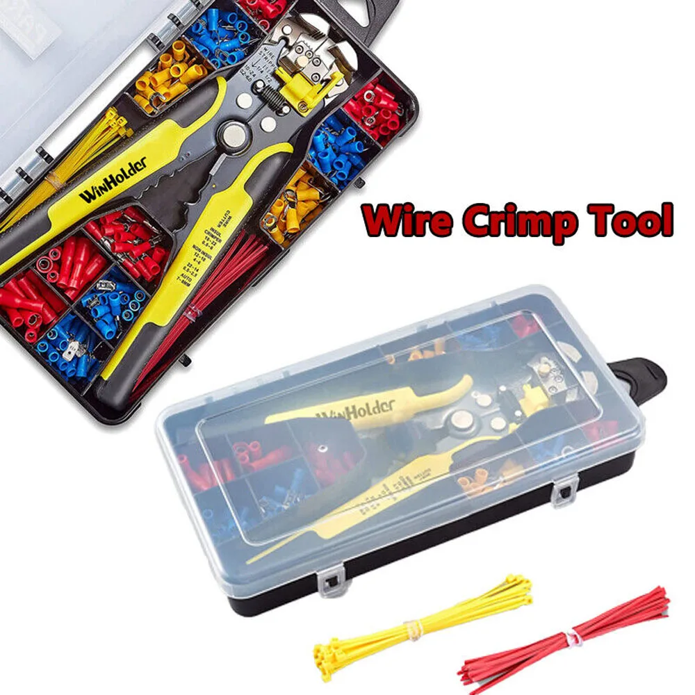 Ratchet Crimper Plier Crimp Tool Kit Automatic Wire Stripper Multifunctional Stripping Tool w/230 pcs Crimp Connectors terminals