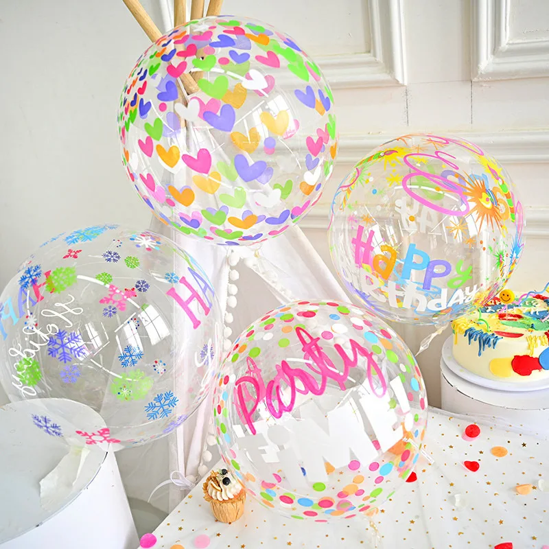 4pcs 20 Inch New Birthday Printing Bobo Ball Children's Birthday Party Color Balloon Decoration Party Scene Layout Explosion