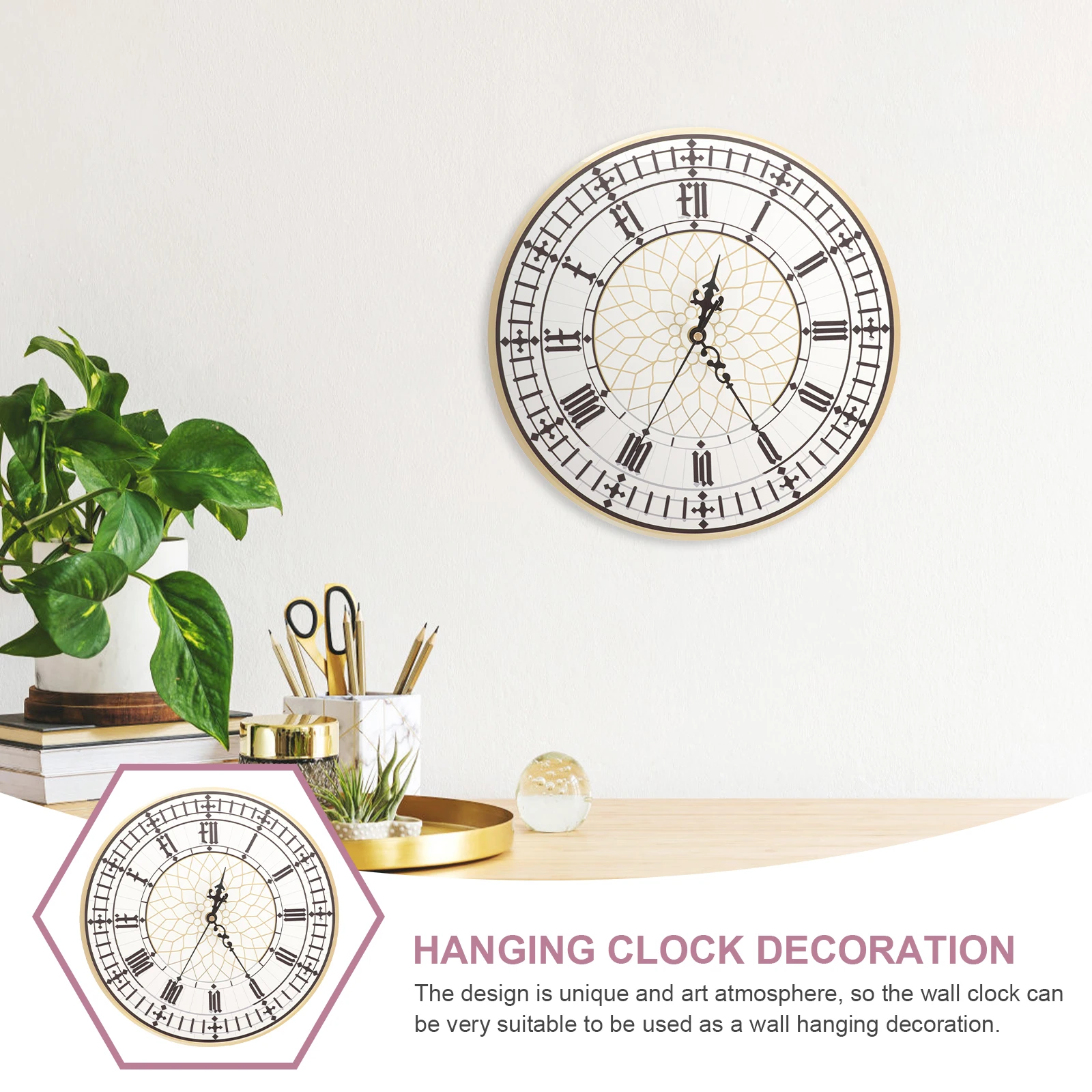 

Big Bedroom Wall Clock Decor Decorative PU Plastic Round Silent Bedroom Living Room Office Hotel Clocks Home