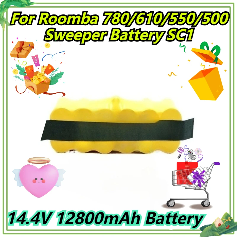 

14.4V 12800mAh Battery For Roomba 780/610/550/500 Sweeper Battery SC1