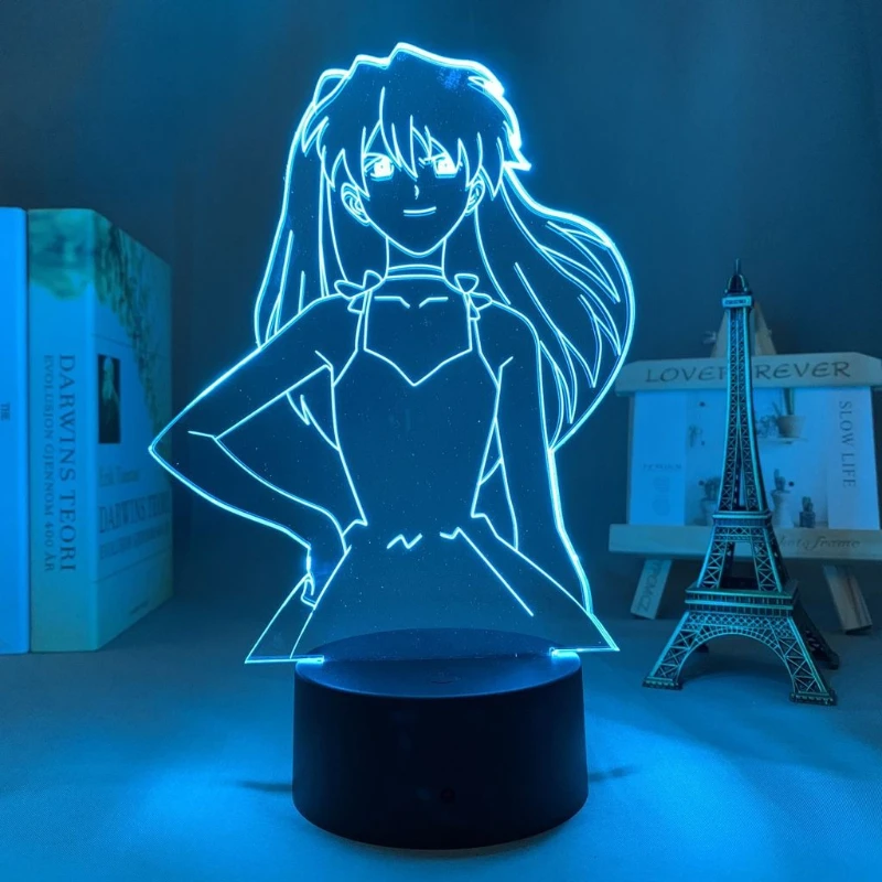

EVA Asuka Langley Soryu Anime Cartoon Cute Acrylic Light Sign Creative Bedroom Atmosphere Night Light Stand Figurine Gift