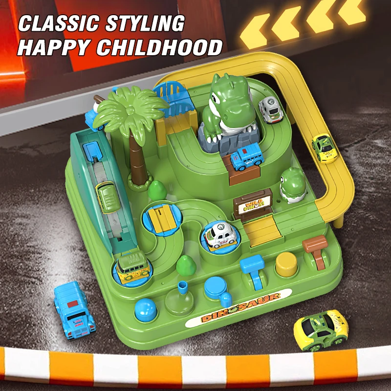 Children Adventure Race Track Toys DIY Assembled Dinosaur Games Sliding Racing Track Car Set Kids Interactive Toy Christmas Gift