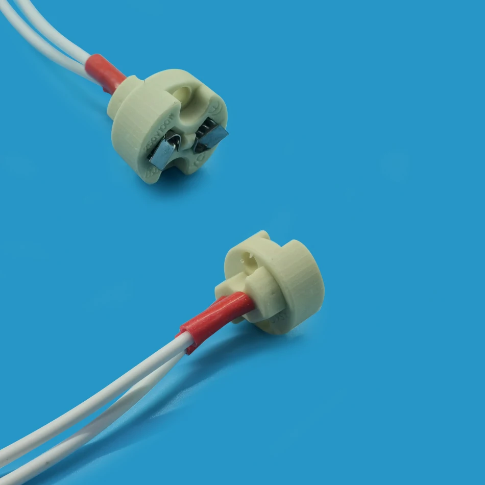 5PCS MR16 G4 18AWG wire Light Base Enhanced Europe GU5.3 Lamp Holder Round Socket Ceramic Lamp Stand G5.3 lamp Carrier