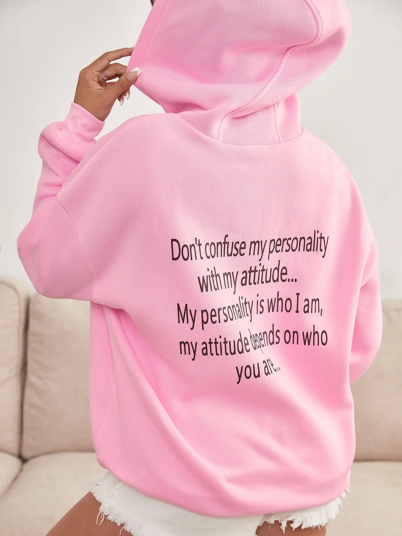 

Don'T Confuse My Personality With My Attitude Cotton Hooded Comfortable Soft Pullovers Loose Sweatshirt Harajuku Sportswear