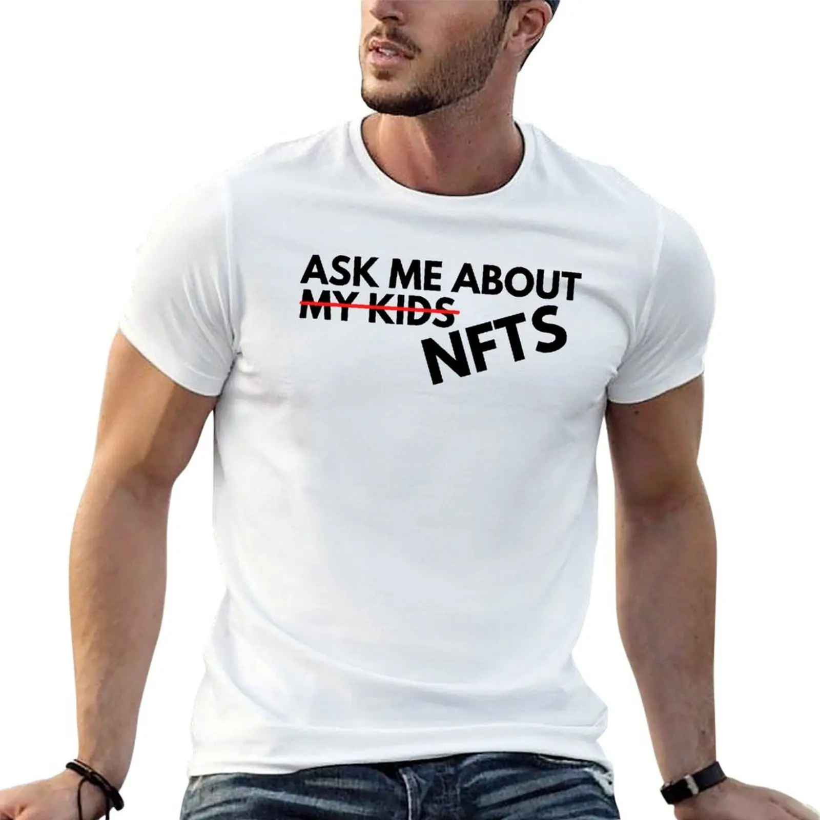 T-shirt amusant sur le thème des NFT - Demandez-moi sur mes NFTs - T-shirt décontracté à motif graphique pour tous les jours