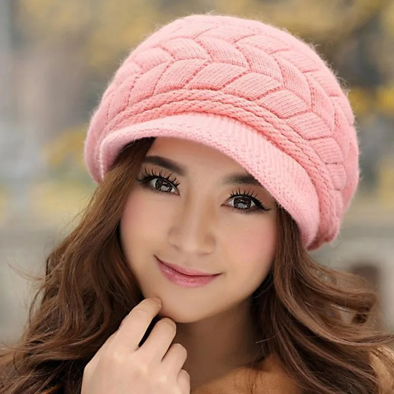 Winter Women Hat Wide Brim Keep Warm Cap Knitted Hats Female Soft High Elastic Warm Caps Beanies Girl Cap Solid Color 2023 New