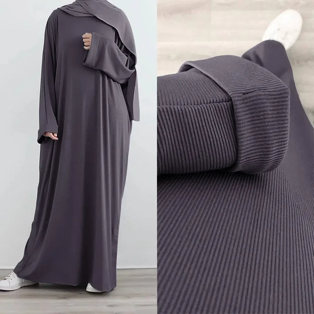 Casual Women Islamic Clothing Robe Muslim Dress Casual Loose Kaftan Abaya Long Sleeve Fashion Trend Solid Color Caftan Abaya