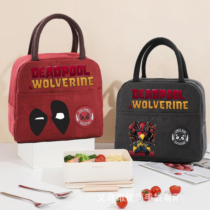 Deadpool & Wolverine Marvels Lunch Bag for Kids New Anime Insulated Cooler Handbag School Office Food Bento Pouch Children Gift