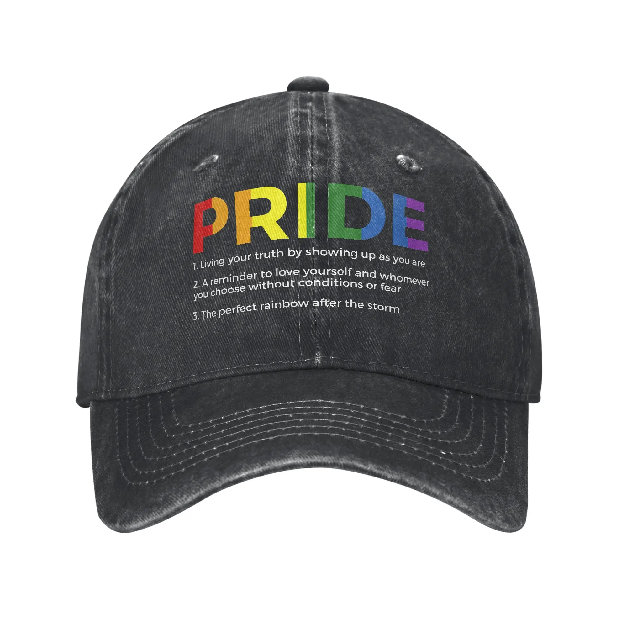 Rainbow LGBT Pride Gay Rights Baseball Cap Distressed Denim Washed LGBTQ Pride Snapback Hat Men Women Outdoor Summer Hats Cap