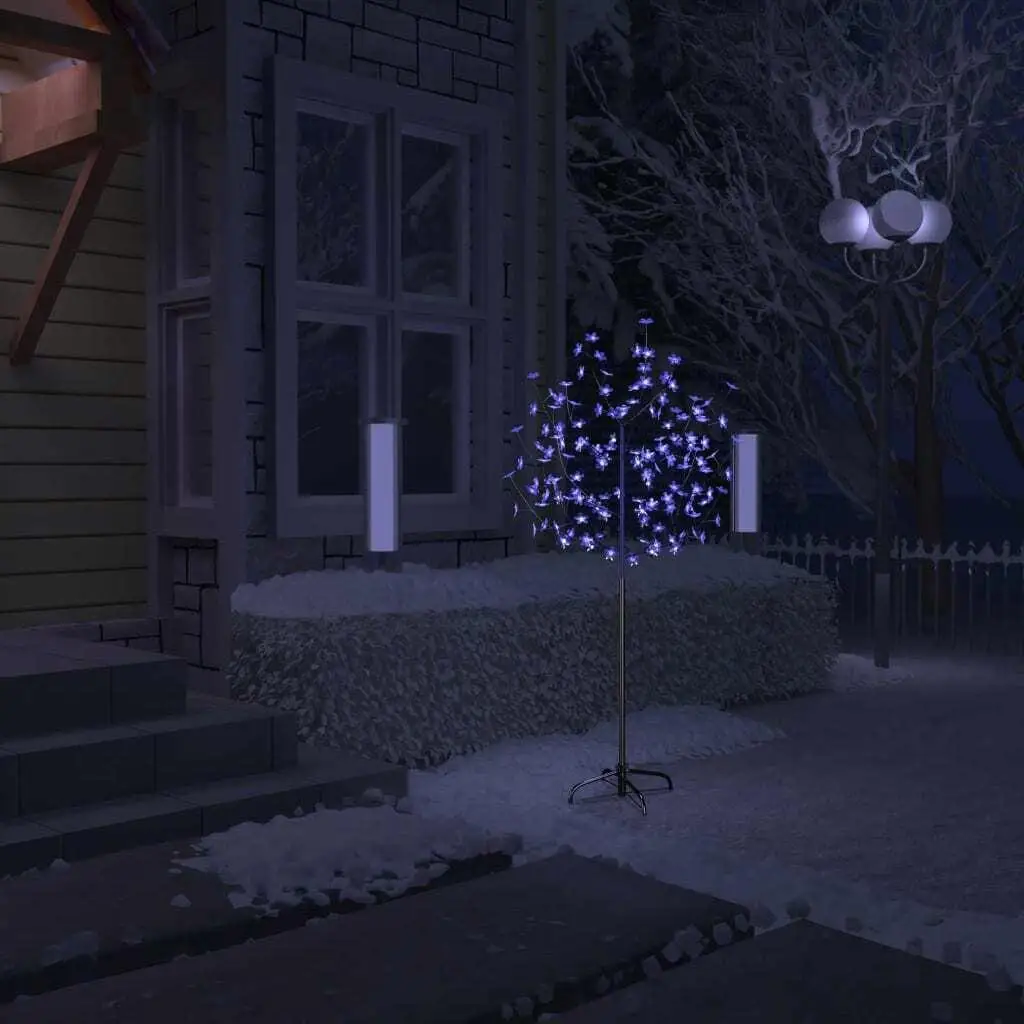 Árbol de Navidad de flor de cerezo de 5 pies con 120 luces azules - Decoración festiva para la temporada navideña