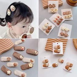 2pcs Korean Cartoon Coffee Color Hair Clips Cute Bear Hair Clip for Baby Children Barrettes Headwear Girls Kids Hair Accessories