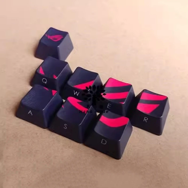 8pcs/set Thickened PBT Dye Sublimation ROG Keycaps Mechanical Keyboard Key caps OEM Profile ESC QWERASD With Free Keycap Puller