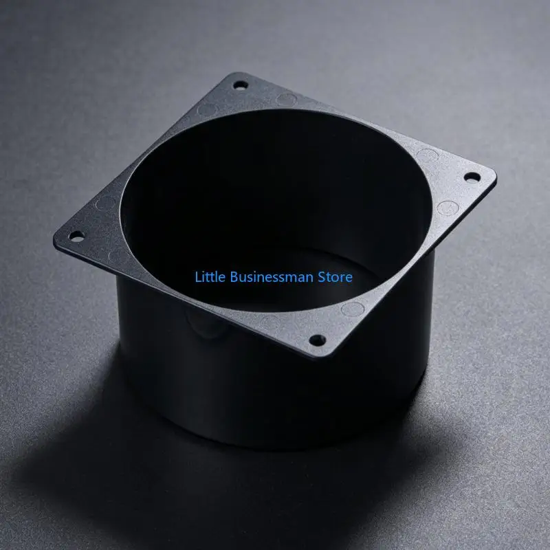 Round Fan Duct Coupler Ducting Shroud Funnel for 120mm Cooling Fan, 2 Pack Black Plastic Collar with 4 Hole Mount Plate for Tube