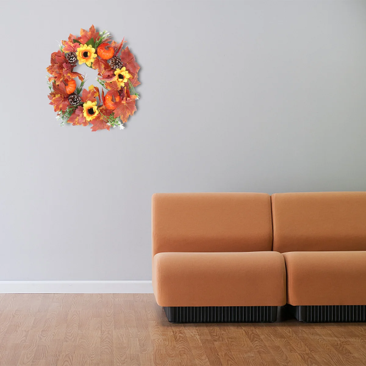 

1Pcs Halloween Wreath Imitation Sunflower Maple Leaf Pumpkin Garland 30cm Orange Indoor Outdoor Party Home Decor