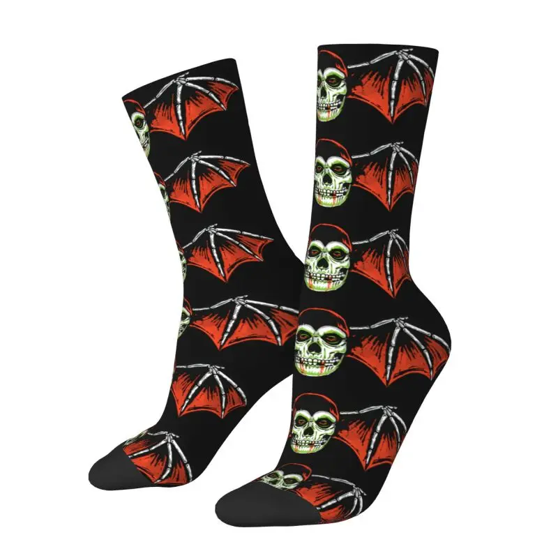 Custom Funny Rock Band Misfits Batfiend Skull And Wings Socks Men Women Warm 3D Printing Heavy Metal Sports Basketball Socks