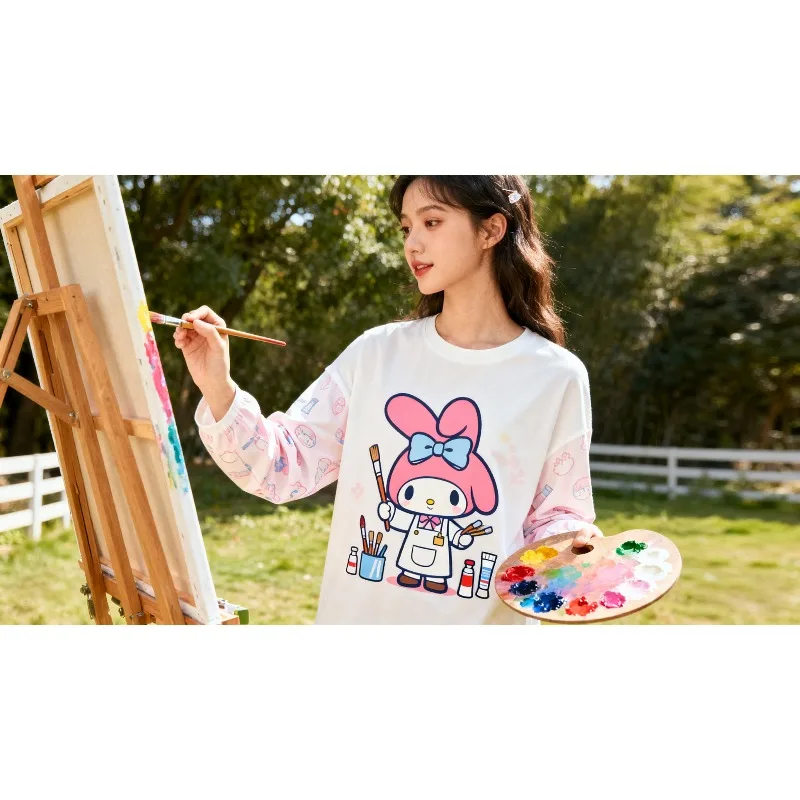 

MOTO-Sanrio Одежда Моя мелодия Топ с принтом Пуловер с принтом Осенние футболки с длинными рукавами