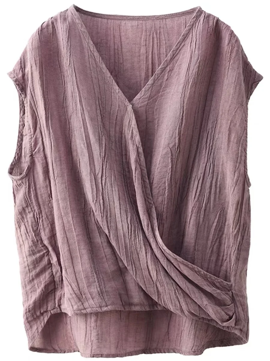 Retro lino sottile ort Sve irt donna estate nuovo versatile allentato casual top dimagrante comodo traspirante pendolarismo formale...
