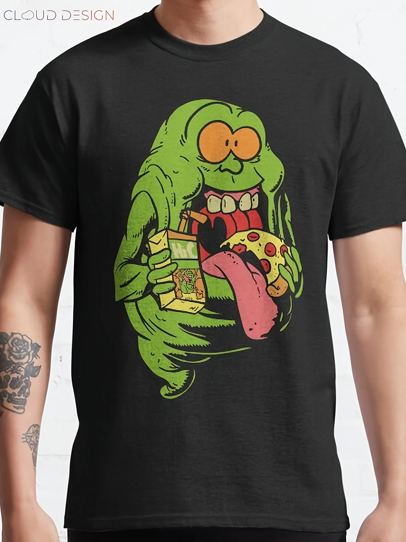 تي شيرت Ghostbusters مصنوع من القطن بنسبة 100% بياقة دائرية مع تي شيرت برسومات لمرحًا والبيتزا للرجال والنساء LWF 180 جرام #1