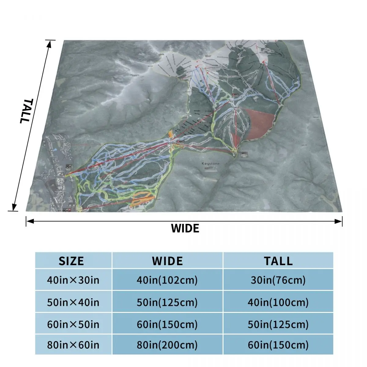 Keystone Resort Trail Map Throw Blanket Bed linens bed plaid blankets ands Shaggy Blankets