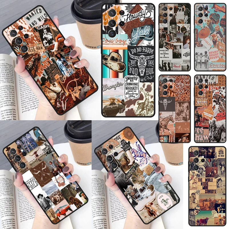 Cowboy Cowgirl Howdy Western Ranch Cover For Samsung Galaxy S23 Ultra S22 S20 S21 FE S8 S9 S10 Plus Note 10 20 Ultra phone Case