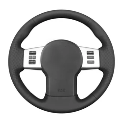 Black Faux Leather Car Steering Wheel Cover for Nissan Frontier 2005-2021 Pathfinder R51 Xterra Navara D40 2005-2015