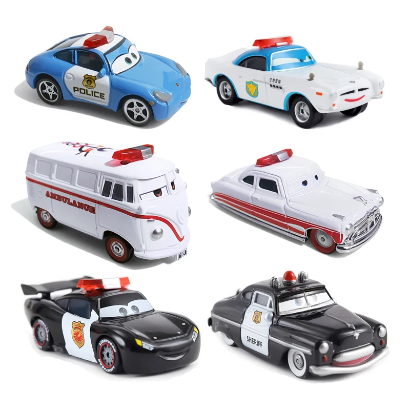 

Original Disney Pixar Cars Sheriff White Doc Hudson Police Sally Model Car 1:55 Metal Die Casting Racing Car Kids Birthday Gifts