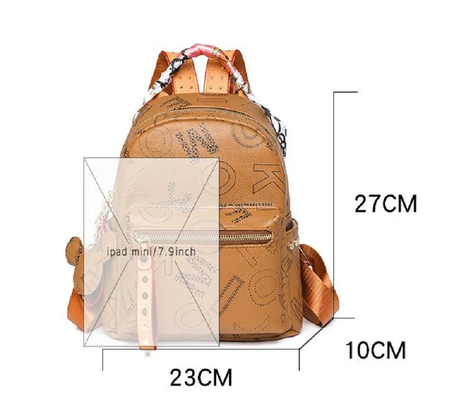 Hot sale Fashion Luxury Women\'s Designer Letter Printing Leather Backpacks Large Capacity Travel Shoulder Bags Totes School Bag