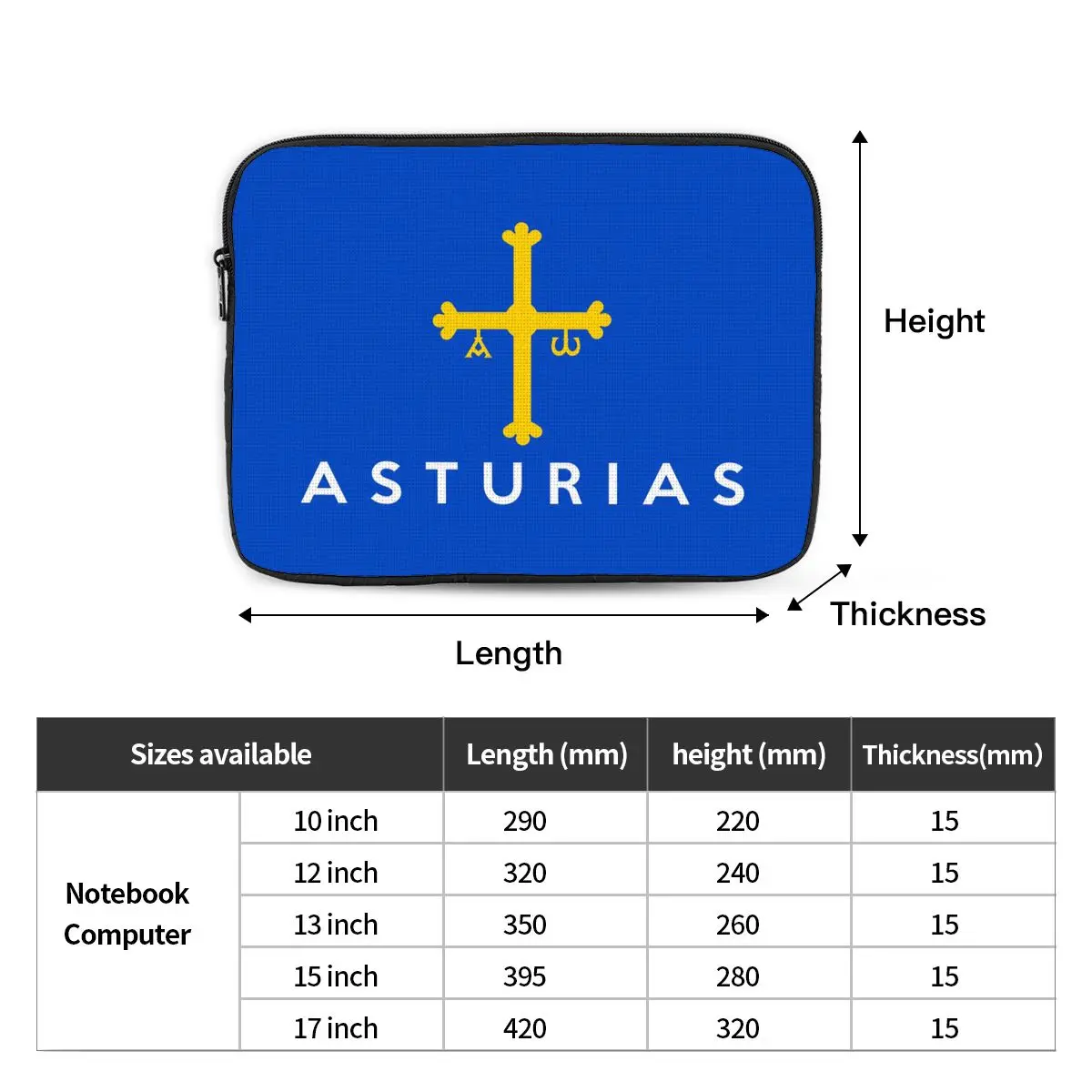 Spain Flag Flag Of Asturias Notebook Laptop Bag Case Pouch Notebook Sleeve Cover Bag Tablet Shockproof Case Bag