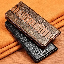 Ostrich Genuine Leather Case For Huawei P9 P10 P20 P30 P40 P50 Lite Pro Plus Magnetic Cases Phone Flip Cover