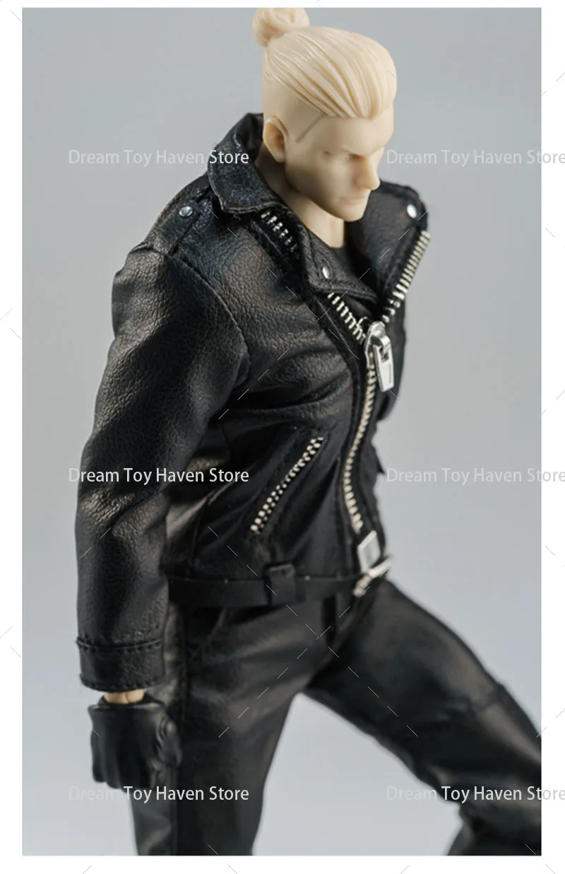Motorrad-Stil 1/12 Maßstab Punk Biker Outfit Lederjacke Hose Kleidungsset Puppenzubehör für 6" Romankey NW Strong Body