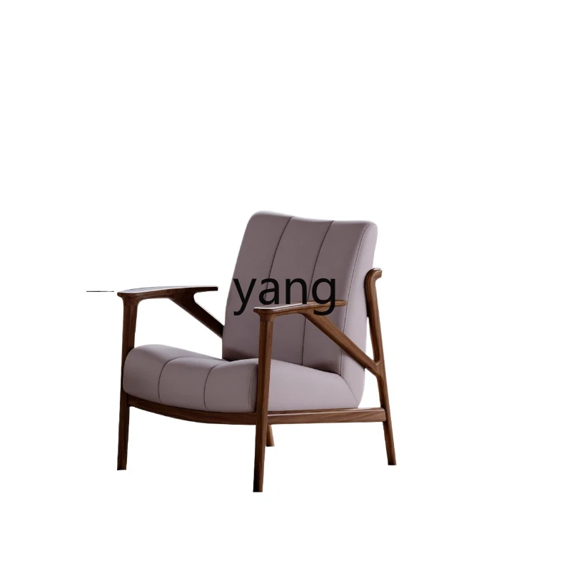 

LT solid wood leisure chair modern simple first layer leather single seat sofa chair living room