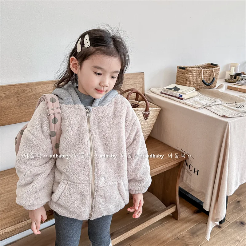 

2025 children's clothing autumn and winter children's winter clothing Korean version of lamb wool hooded cotton-padded clothing