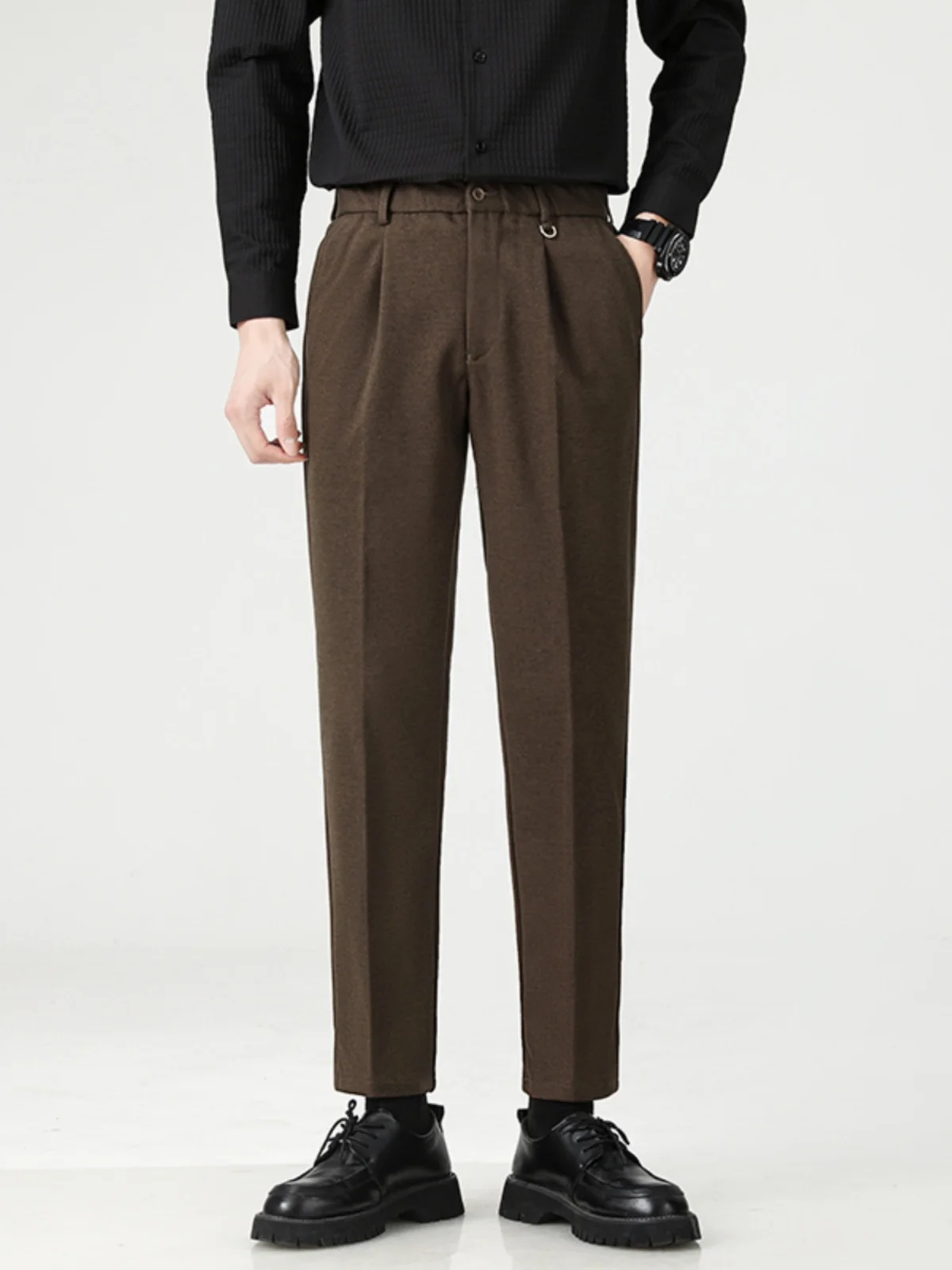 

Мужские шерстяные брюки прямого кроя, повседневные, осенне-зимние, деловые, высококачественные, удлиненные