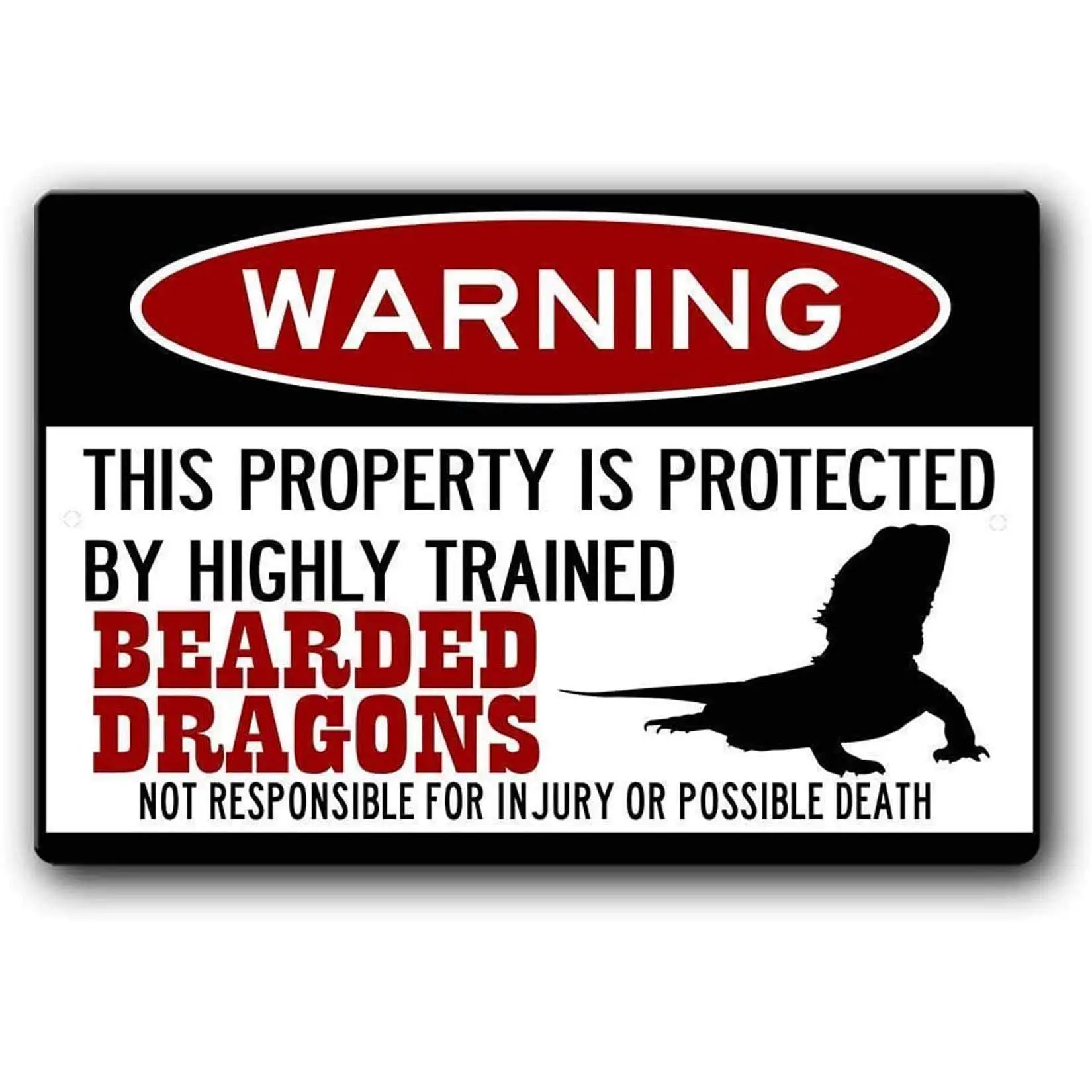 Ylens Bearded Dragons Sign,Funny Metal Signs,Bearded Dragon Accessories,Lizard Warning Sign Aluminum Metal Sign 8 X 12 Inch sign
