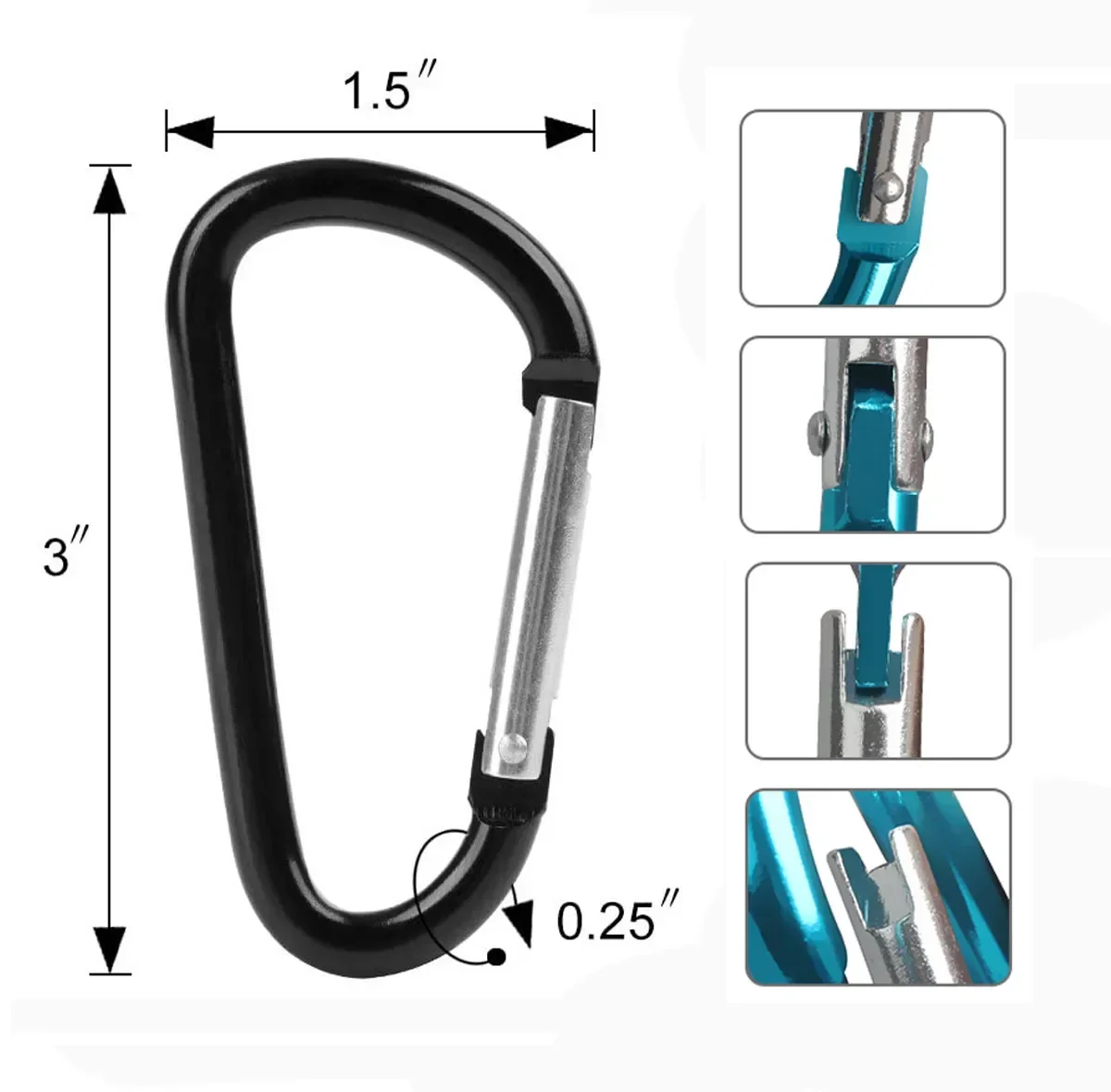 100pc Survival Dring Locking Carabiner Clip Set Screw Lock Hanging Hook Buckle Karabiner Camping Climbing Equipment 8# Wholesale