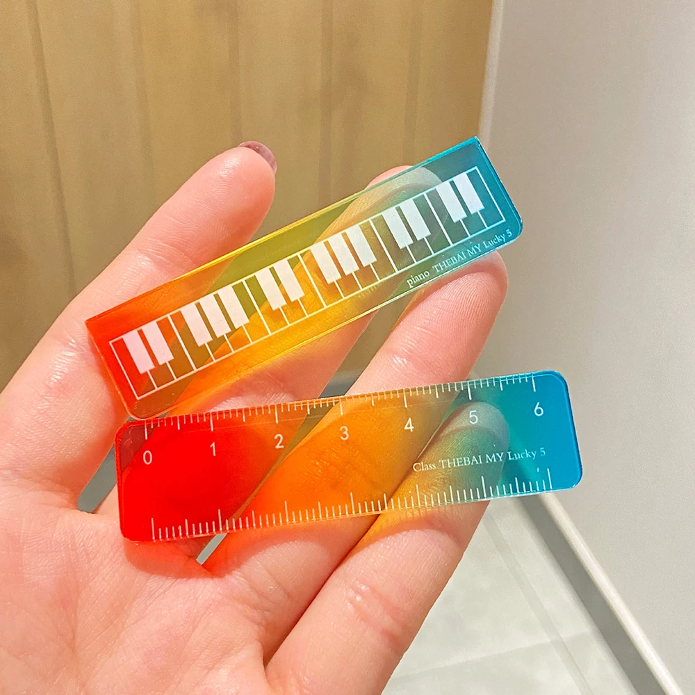 5 Pcs Colorful Gradient Palm Ruler, Satisfactory Mini Ruler, Handbag Pocket Ruler