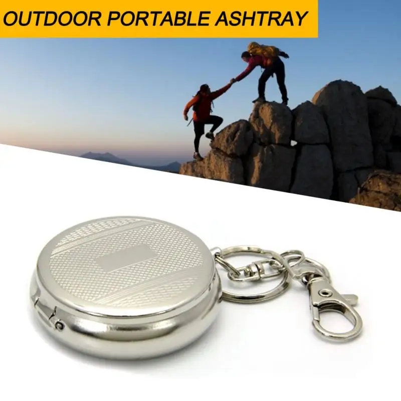 Keychain Fashion Round Metal Alloy Popular Pocket Top-selling Fashionable Keychain Ashtray Stylish Home Outdoors Mini In-demand