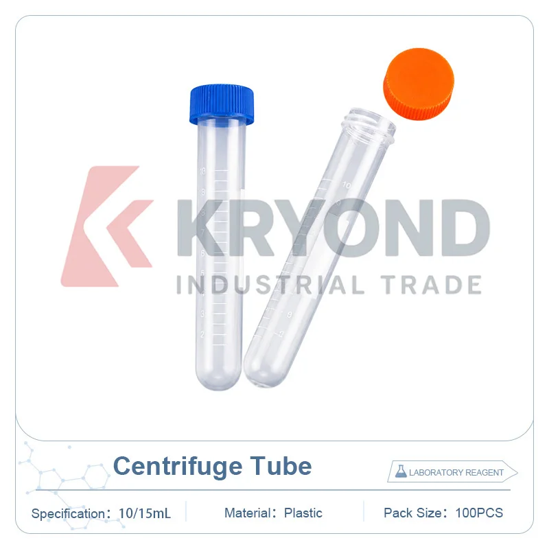 Round Bottom Plastic Centrifuge Tube Screw Cap 10mL 15mL 100pcs Pack Laboratory Sample Container Storage Research Series Model