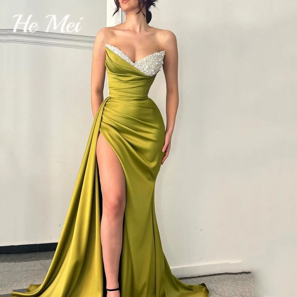 

Sexy Prom Dress Sweetheart Neck Beading Sleeveless Formal Evening Gowns Backless High Split Party Dresses فساتين السهرة