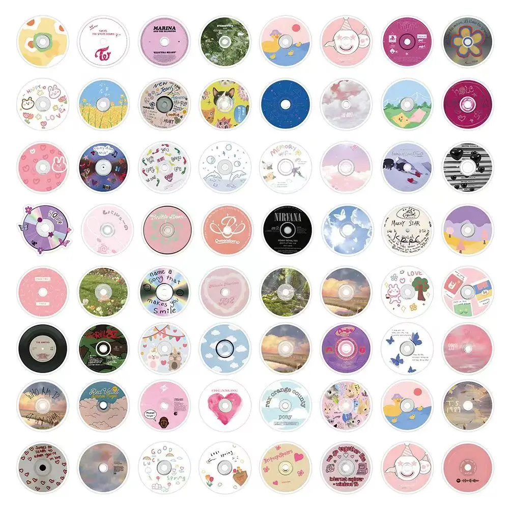 50pcs Music Disc Stickers Graffiti Stickers Creative Graffiti for fans CD disc Stickers Decorative Stickers