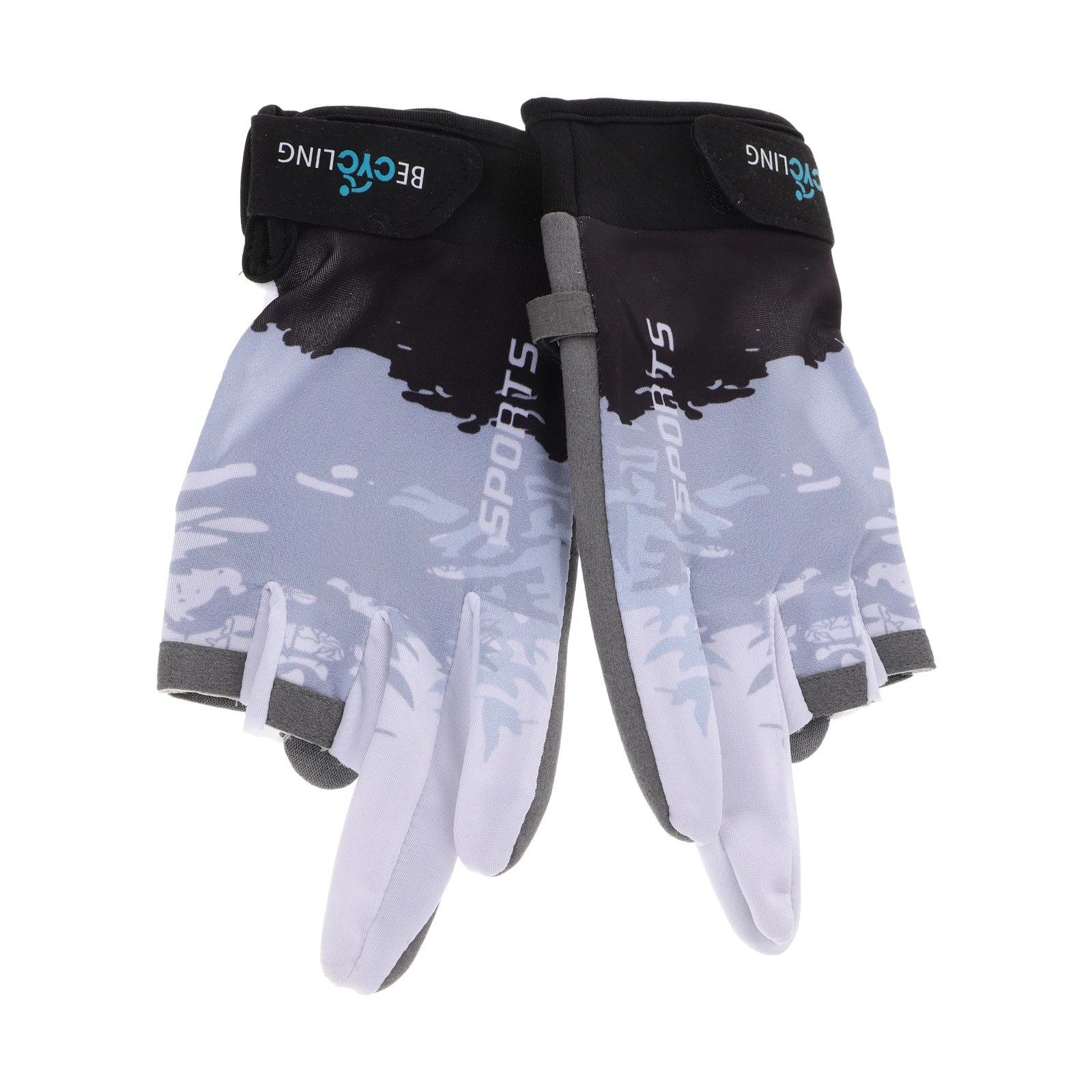 

3 Finger Sunscreen Gloves Anti-slip Cycling Fitness UV Protection Black One-size Men Women Kayaking Fishing Pool