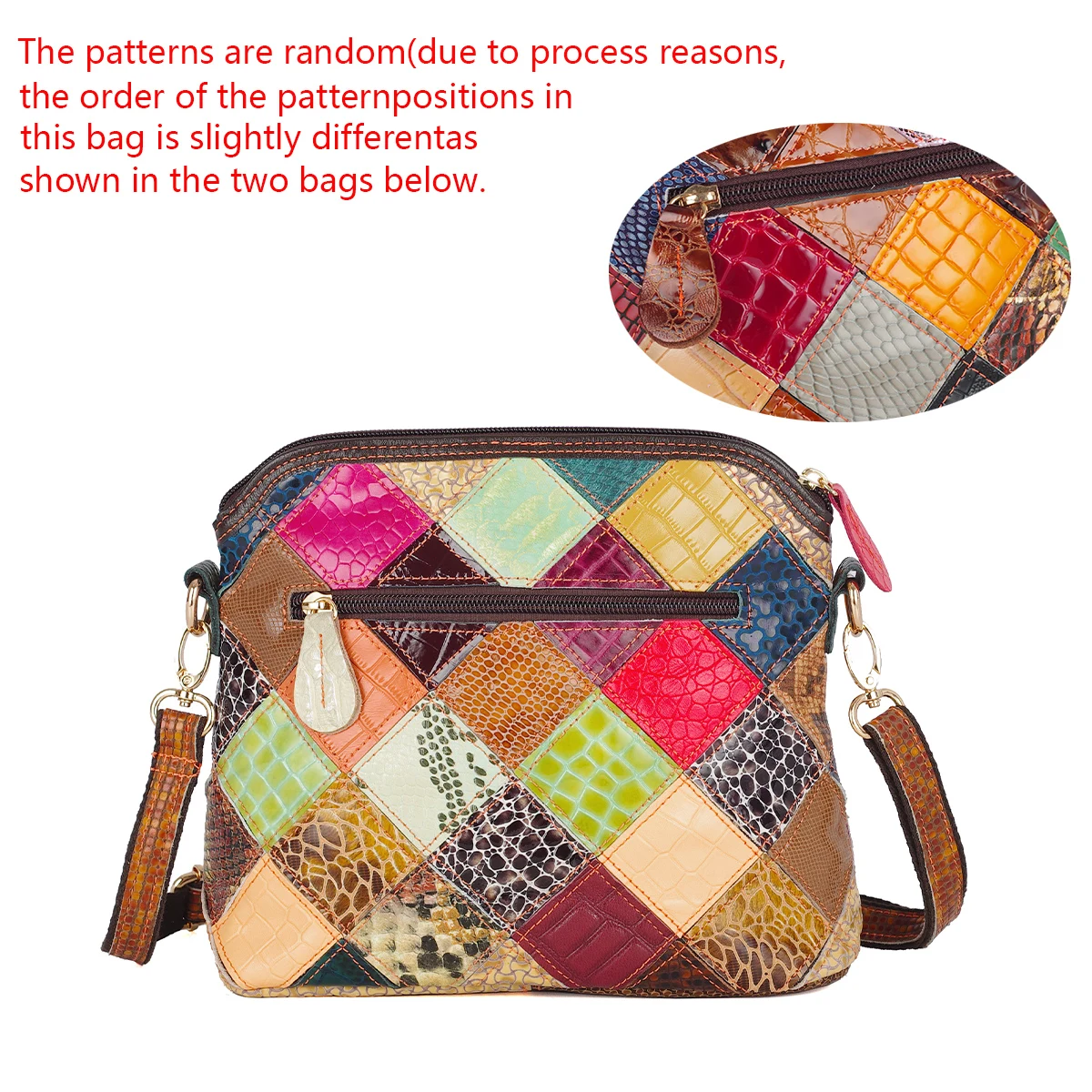 Leather color snake print random color flower Mosaic fringe fashion bag shoulder bag for women small bag