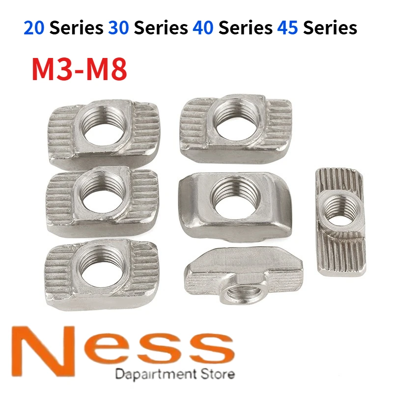 

uropean standard aluminum profile special T-type nut blocks 20/30/40/45 types, M3-M4-M5-M6-M8 ship-shaped carbon steel