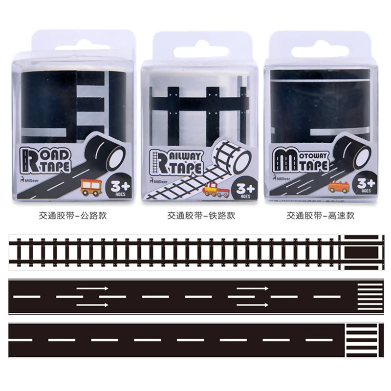 Gift Diy Road Rail Belt Sticker Road Toys Children's Puzzle Design Track Scene Can Be Used With Car Train Curve Pathway  B170