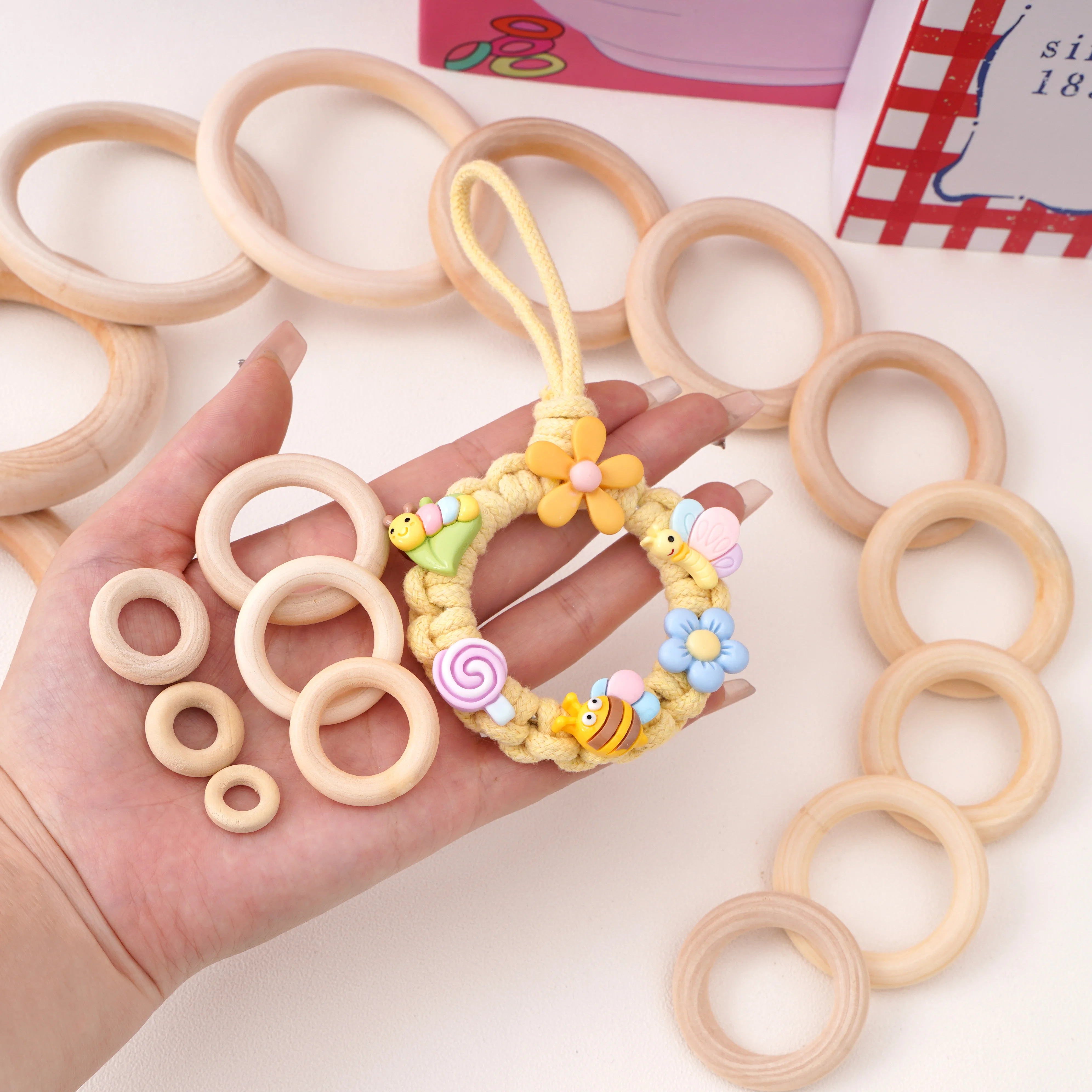 1-10Pcs 15-100mm Natural Solid Wooden Jump Rings Wood Hoops For Crafts DIY Keyring Pendant Jewelry Making Connectors Accessories