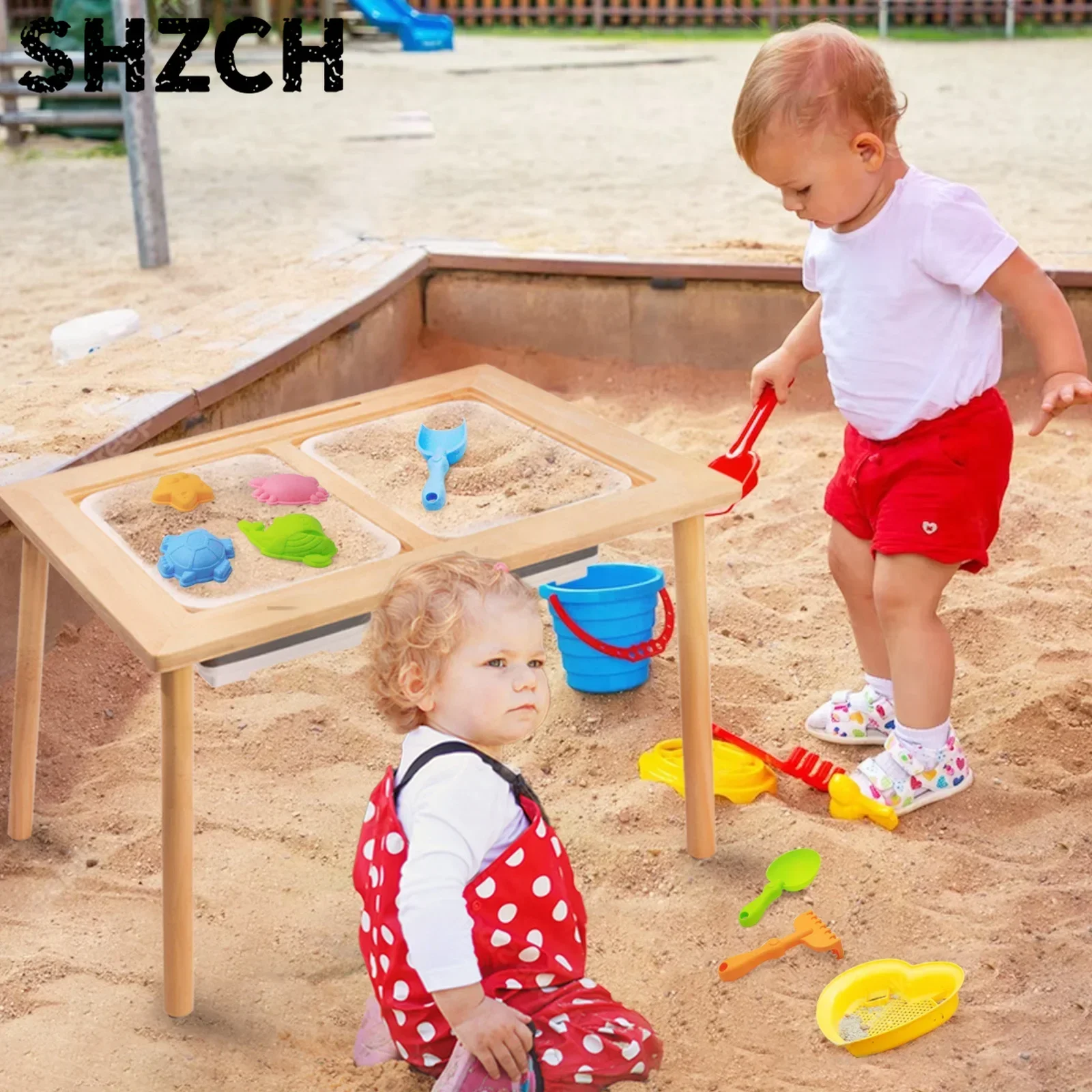 Custom Wooden Toddler Toys Montessori Furniture Wooden Toddler Activity Tables Multifunction Wood Sensory Table For Kids