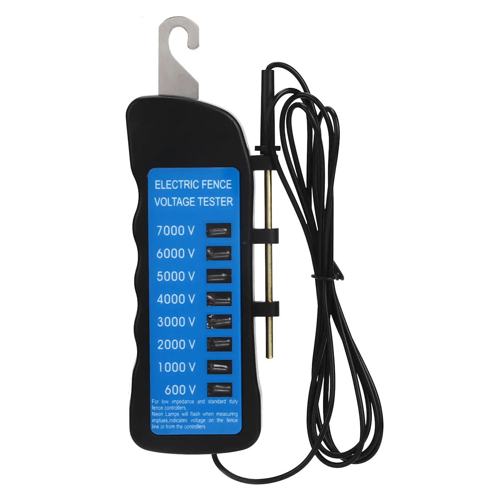 Portable 7KV Electric Fence Tester - Cold Weather Resistant Low Impedance Voltage Meter for livestock Enclosures