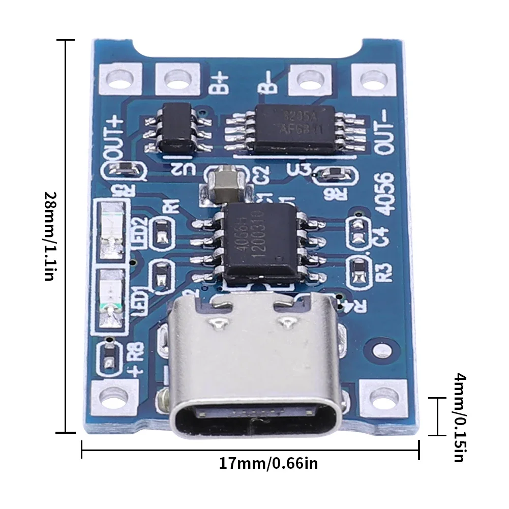 1-100PCS 18650 TP4056 Lithium Battery Charger Module Charging Board Type C Micro USB 4.5V-5V 1A With Protection Dual Functions