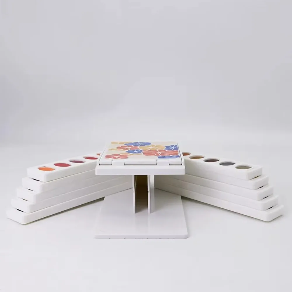 Caja de pintura de acuarela de plástico, caja de pintura multicolor expandible lavable, caja de pintura al óleo portátil no tóxica para uso doméstico