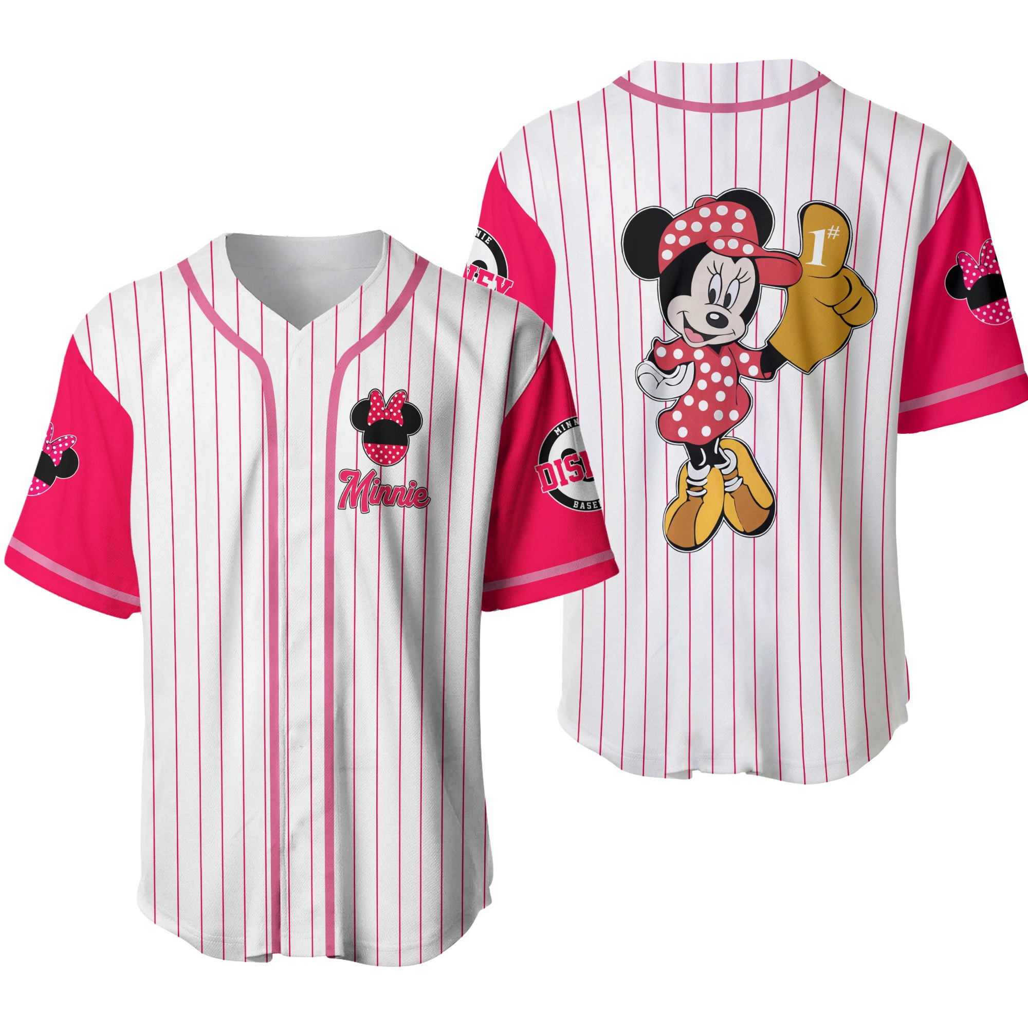 Disney Summer Kids Baseball Jersey Minnie Mouse Tops Tees Children Cute Cartoon Clothing Boys Girls Baseball Uniform Streetwear